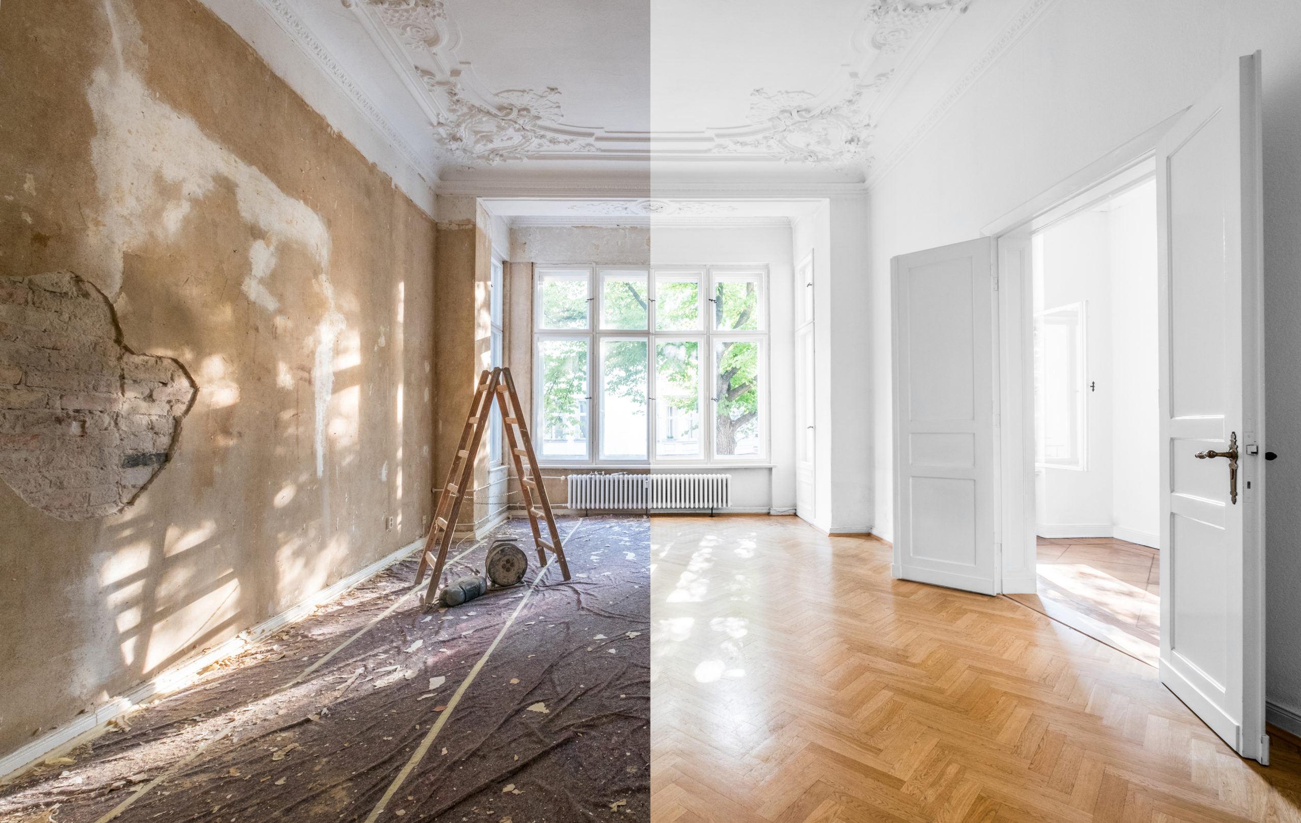 Renovation,Concept,-,Apartment,Before,And,After,Restoration,Or,Refurbishment